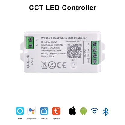 Tuya WiFi LED controlador Alexa Google Home Control de voz RGB RGBW CCT tira de LED controlador inteligente aplicación BT RF remoto 2,4G DC12V-24V