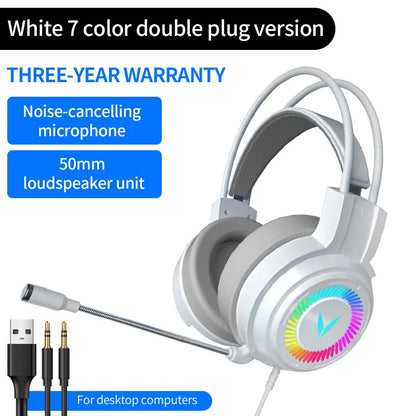 G58 G60 auriculares para juegos 7,1 estéreo SVirtual envolvente bajo auriculares con micrófono luz LED para ordenador PC Gamer plegable