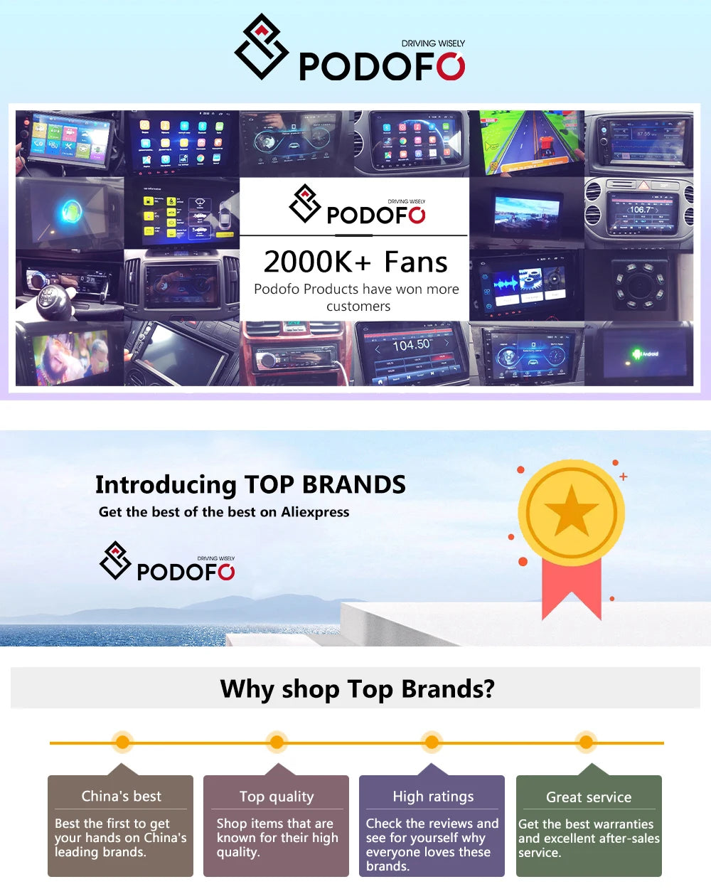Podofo 2 din Radio de coche 7 "HD Autoradio reproductor Multimedia 2DIN pantalla táctil Auto audio estéreo de coche MP5 Bluetooth USB TF FM cámara