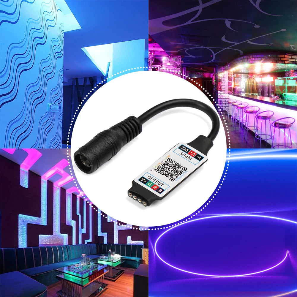 Mini tira de luces LED con Bluetooth, controlador de luz RGB, inalámbrico, Control de teléfono inteligente, cc 5-24V 6A para RGB 3528 5050, accesorios diarios