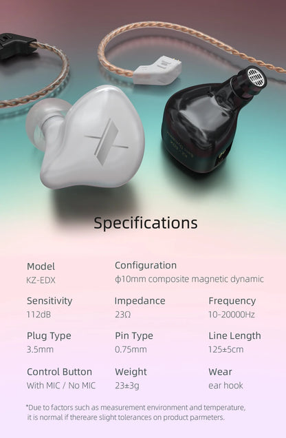 Auriculares KZ EDX 1 auriculares con graves HIFI dinámicos auriculares con Monitor deportivo con cancelación de ruido