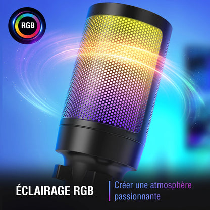 FIFINE Micrófono de condensador USB para juegos, para PC PS4 PS5 MAC con soporte de choque y filtro pop y control de ganancia para podcasts, Ampligame A6V