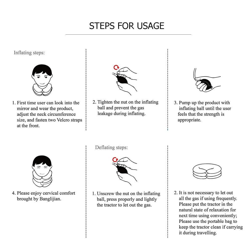 Collar Cervical de aire, Collar inflable, masajeador de tracción para el cuello, terapia de vértebra, alivio del dolor, almohada de 3 capas, masajeador para el cuidado de la salud