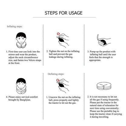 Collar Cervical de aire, Collar inflable, masajeador de tracción para el cuello, terapia de vértebra, alivio del dolor, almohada de 3 capas, masajeador para el cuidado de la salud