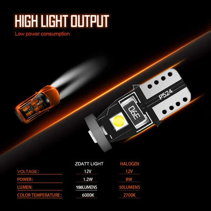 Zdatt-luces Led superbrillantes para aparcamiento de coche, lámpara de lectura, T10, W5W, Canbus, W5W, 168, 194, 10 unidades
