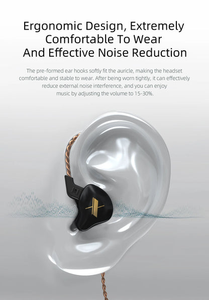Auriculares KZ EDX 1 auriculares con graves HIFI dinámicos auriculares con Monitor deportivo con cancelación de ruido