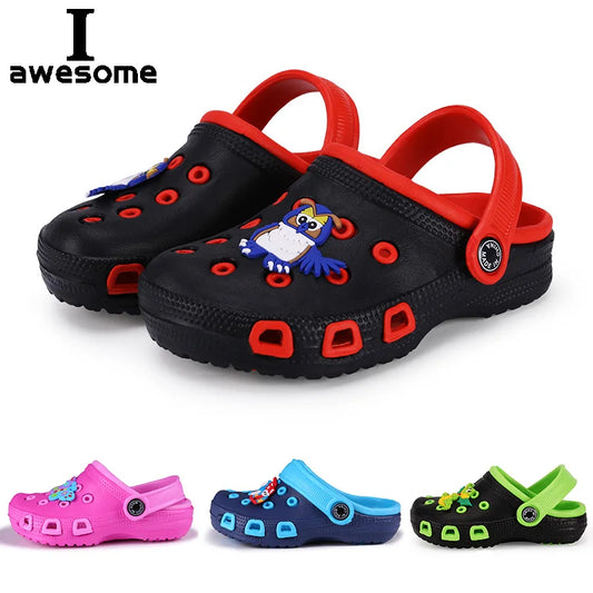 EUR24-35 zuecos de mulas para niños, zapatos bonitos de dibujos animados para jardín de verano para niñas y niños, zapatos de playa con agujeros de Color caramelo, sandalias para bebés
