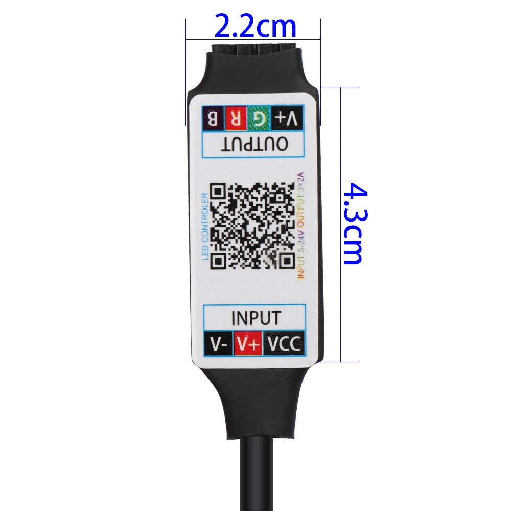 Mini tira de luces LED con Bluetooth, controlador de luz RGB, inalámbrico, Control de teléfono inteligente, cc 5-24V 6A para RGB 3528 5050, accesorios diarios