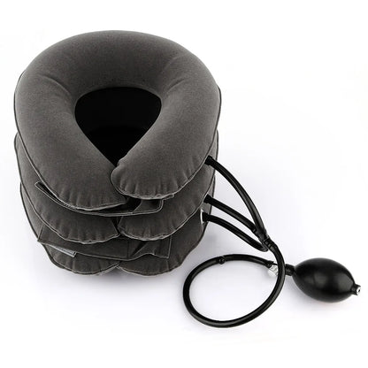 Collar Cervical de aire, Collar inflable, masajeador de tracción para el cuello, terapia de vértebra, alivio del dolor, almohada de 3 capas, masajeador para el cuidado de la salud