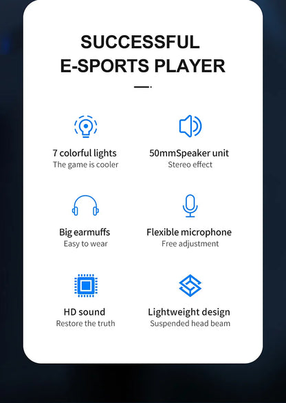 G58 G60 auriculares para juegos 7,1 estéreo SVirtual envolvente bajo auriculares con micrófono luz LED para ordenador PC Gamer plegable
