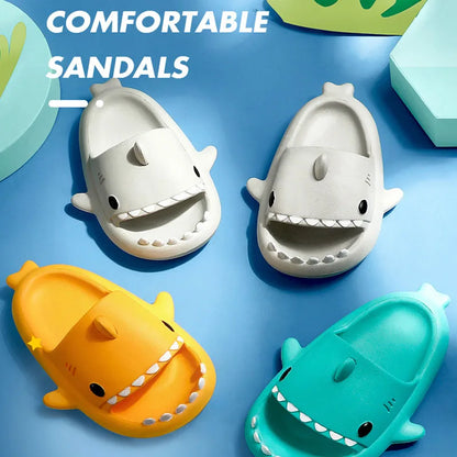 Zapatillas para niños, sandalias de tiburón de dibujos animados, zapatos de verano para niños y niñas, suela suave antideslizante