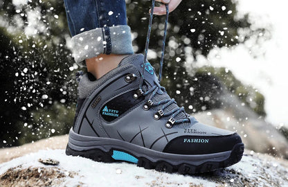 Botas de nieve de invierno de marca para hombre, zapatillas de deporte de cuero impermeables, botas muy cálidas para hombre, Botas de senderismo para exteriores, zapatos de trabajo, talla 39-47