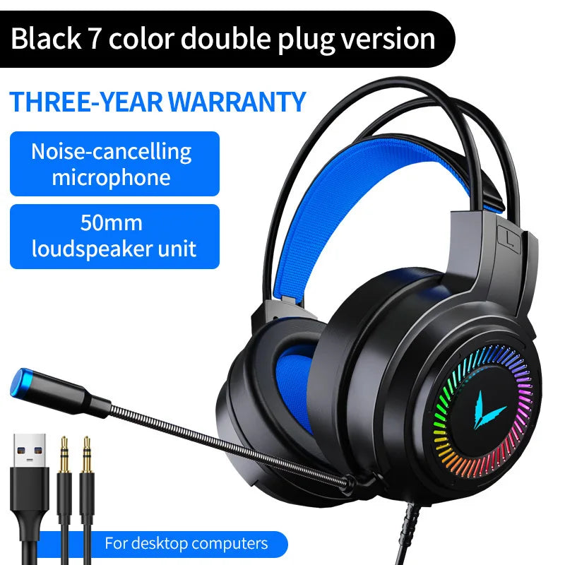 G58 G60 auriculares para juegos 7,1 estéreo SVirtual envolvente bajo auriculares con micrófono luz LED para ordenador PC Gamer plegable