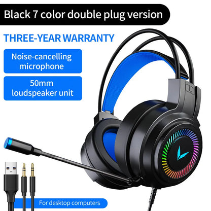 G58 G60 auriculares para juegos 7,1 estéreo SVirtual envolvente bajo auriculares con micrófono luz LED para ordenador PC Gamer plegable