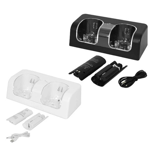 Estación de carga 2 en 1 para mando a distancia Wii U Wi, cargador con 2 paquetes de baterías recargables