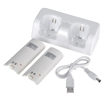 Estación de carga 2 en 1 para mando a distancia Wii U Wi, cargador con 2 paquetes de baterías recargables