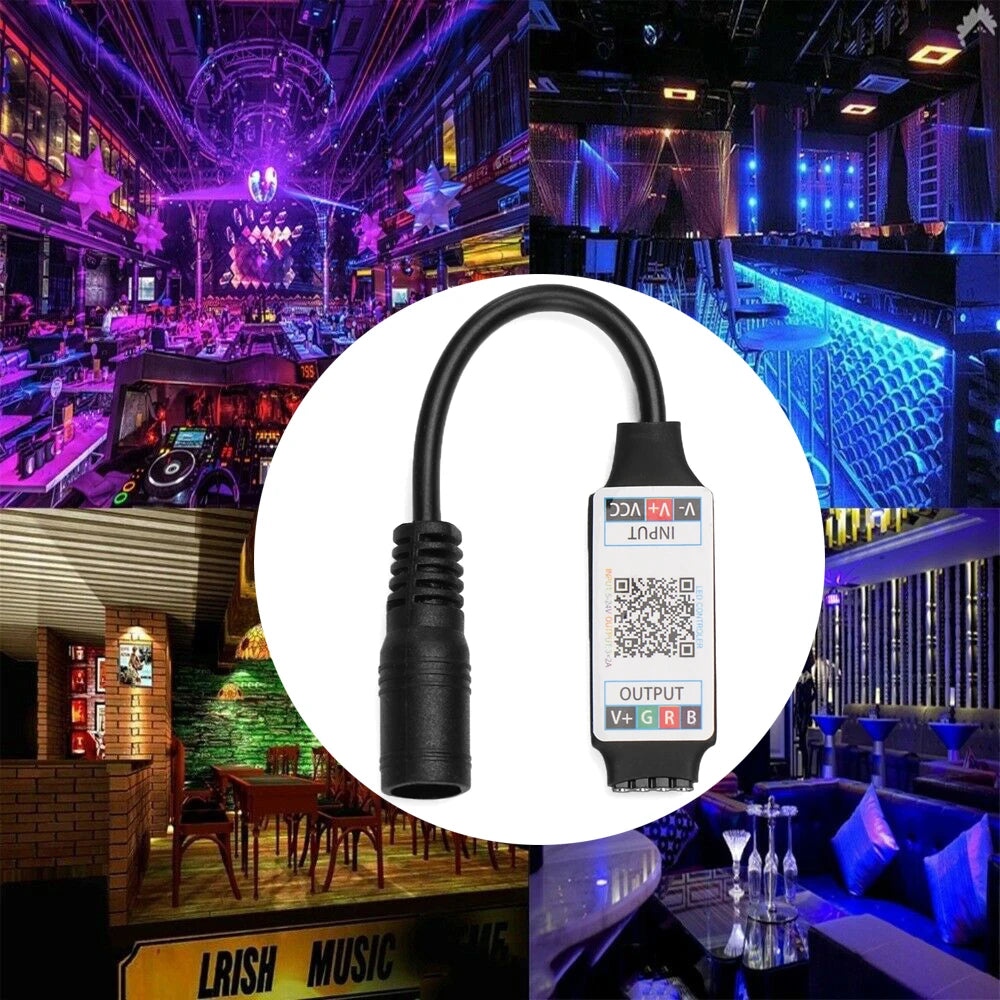 Mini tira de luces LED con Bluetooth, controlador de luz RGB, inalámbrico, Control de teléfono inteligente, cc 5-24V 6A para RGB 3528 5050, accesorios diarios