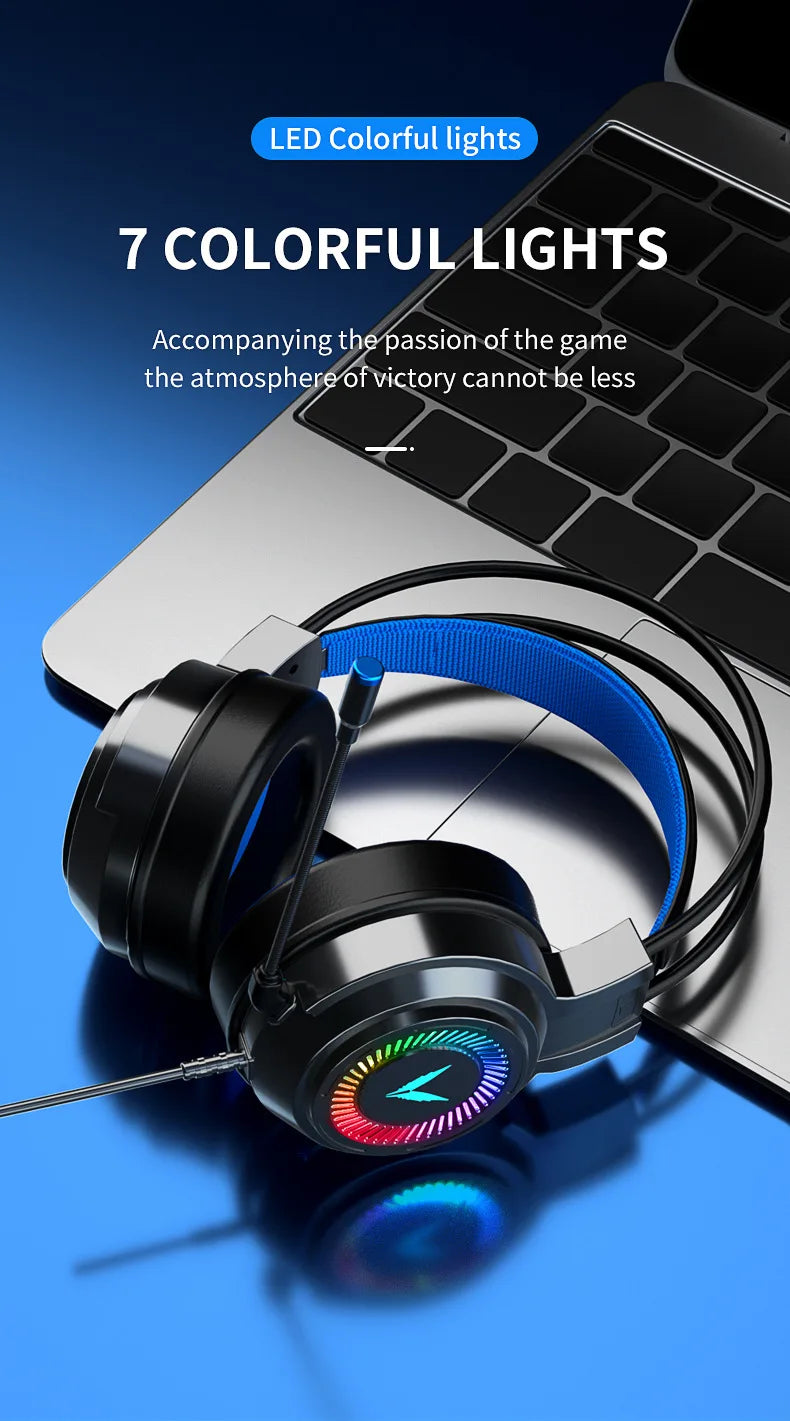 G58 G60 auriculares para juegos 7,1 estéreo SVirtual envolvente bajo auriculares con micrófono luz LED para ordenador PC Gamer plegable