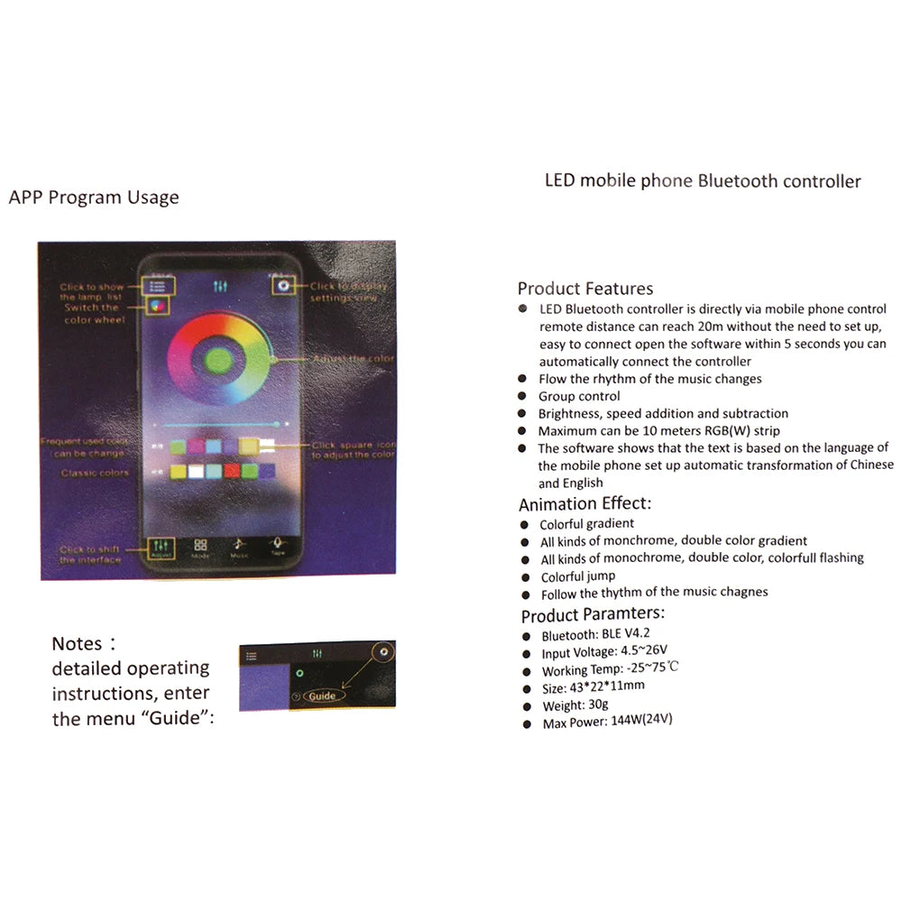 Mini tira de luces LED con Bluetooth, controlador de luz RGB, inalámbrico, Control de teléfono inteligente, cc 5-24V 6A para RGB 3528 5050, accesorios diarios