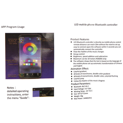Mini tira de luces LED con Bluetooth, controlador de luz RGB, inalámbrico, Control de teléfono inteligente, cc 5-24V 6A para RGB 3528 5050, accesorios diarios