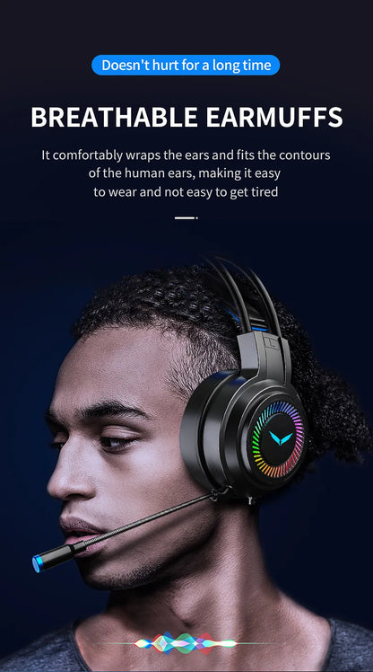 G58 G60 auriculares para juegos 7,1 estéreo SVirtual envolvente bajo auriculares con micrófono luz LED para ordenador PC Gamer plegable