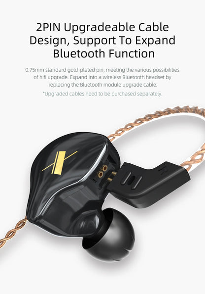 Auriculares KZ EDX 1 auriculares con graves HIFI dinámicos auriculares con Monitor deportivo con cancelación de ruido