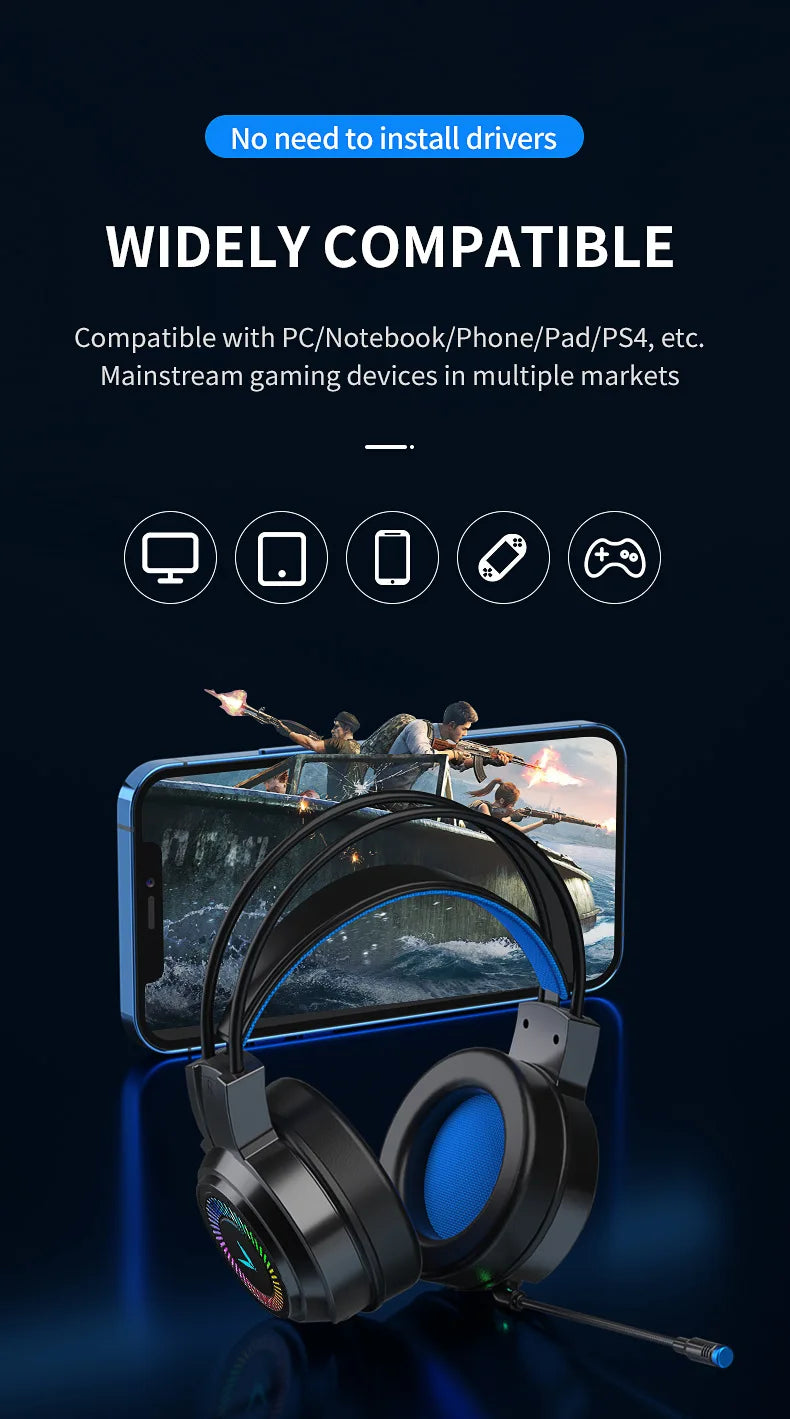 G58 G60 auriculares para juegos 7,1 estéreo SVirtual envolvente bajo auriculares con micrófono luz LED para ordenador PC Gamer plegable