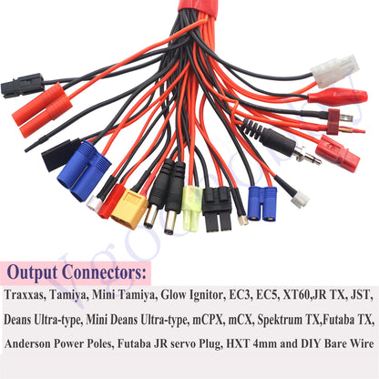 Adaptador de cargador múltiple de batería Lipo 19 en 1 RC, convertidor de Cable de repuesto para cargador de batería Lipo de coche Traxxas Tamiya RC