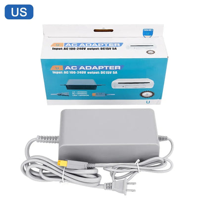Nuevo para Nintendo Wii U WiiU juego Consol adaptador 100-240V 15V 5A fuente de alimentación de pared para el hogar adaptador de cargador de CA enchufe UE EE. UU. de alta calidad