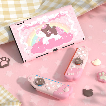 PlayVital Funda protectora acoplable para Switch 2 – Funda de silicona Good Night Bear con empuñaduras Joycon desmontables y lindas tapas para el pulgar