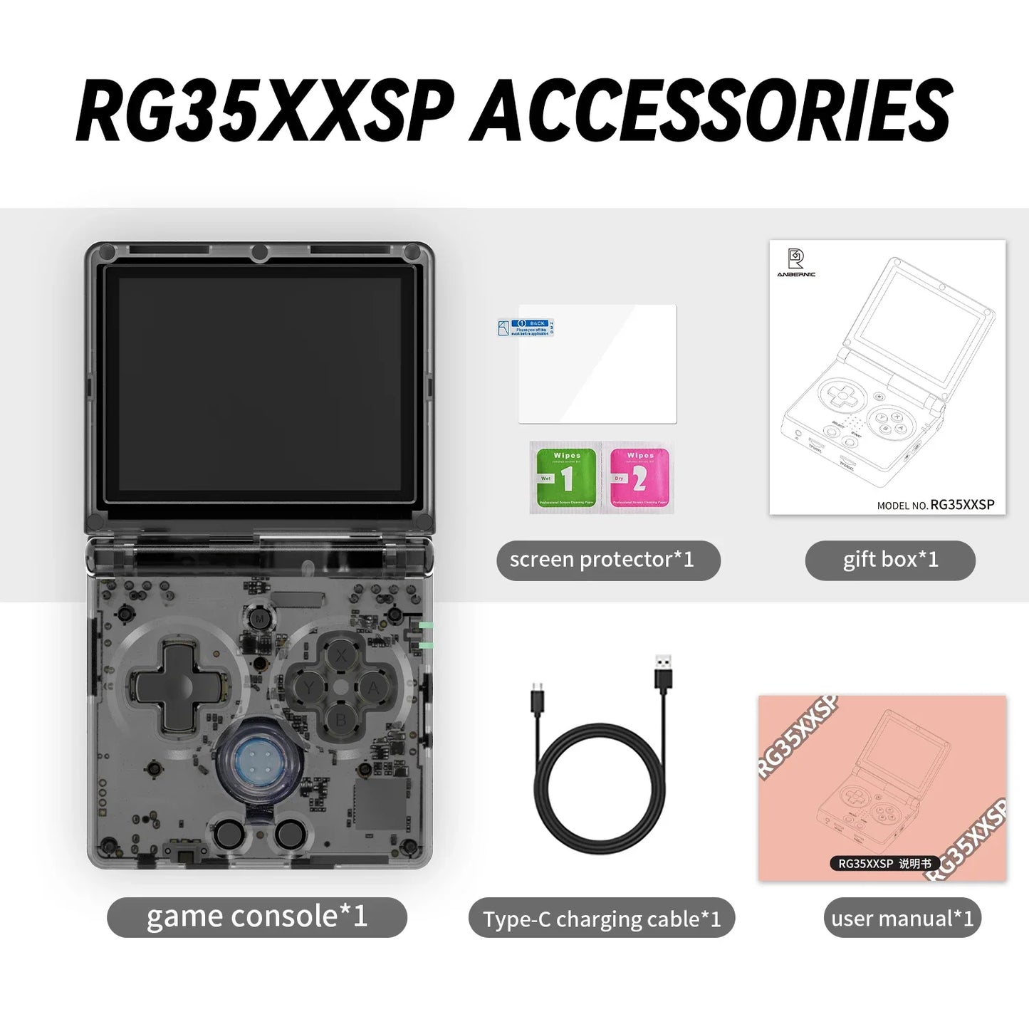 ANBERNIC-consola de juegos con tapa RG35XXSP, pantalla IPS de 3,5 pulgadas, Mini salida HDMI, WiFi, Bluetooth 4,2, E-book, consola de vídeo Linux, reproductor, regalos