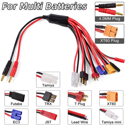 Conector adaptador de cargador RC 8 en 1, cargador 4,0mm Banana XT60 TRX Tamiya Lipo para coche RC Drone Imax B6 B6AC Cable de batería