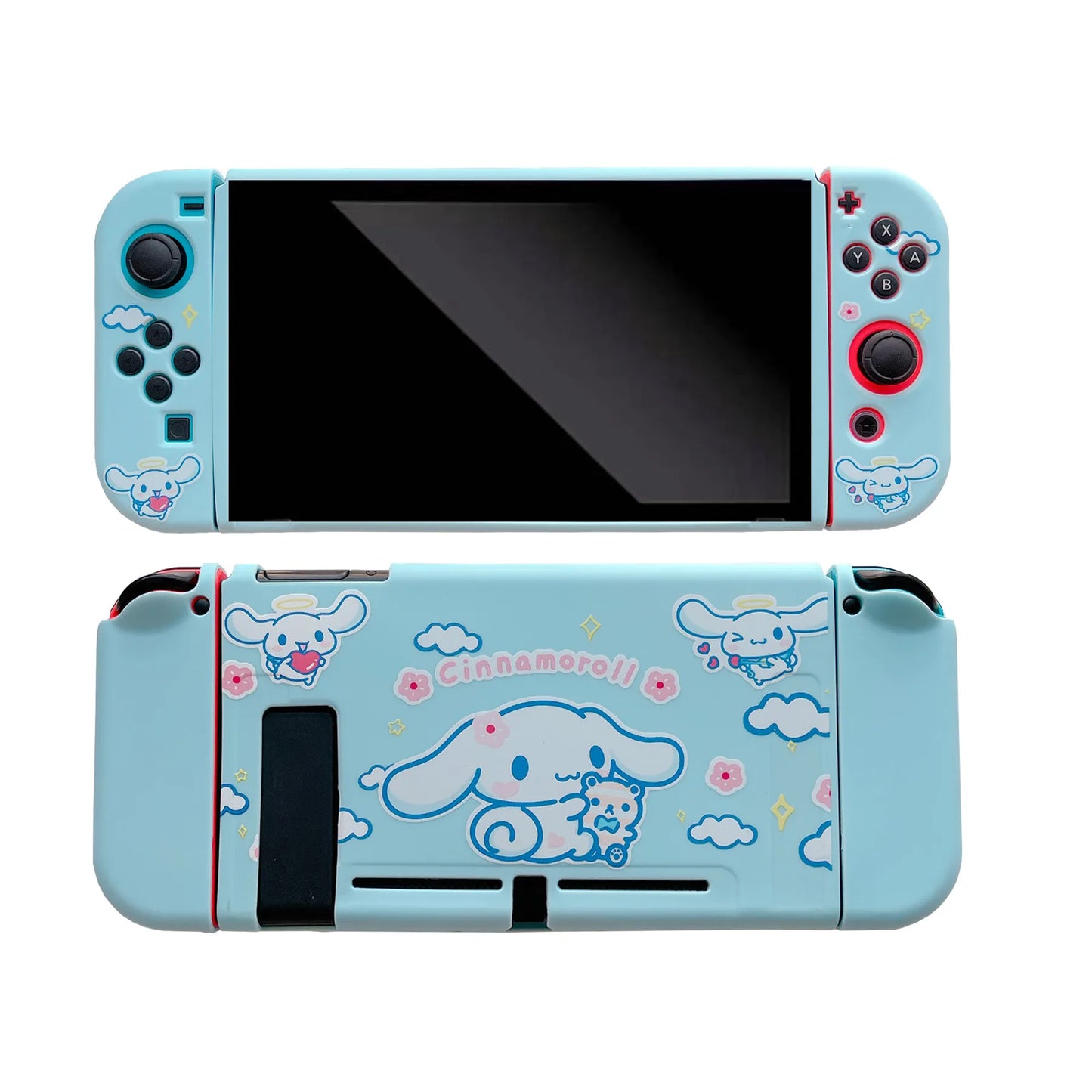 Sanrio Cinnamon Dog para Nintendo OLED silicona suave pintada cubierta anticaída puede dividir NS consola de juegos portátil carcasa protectora