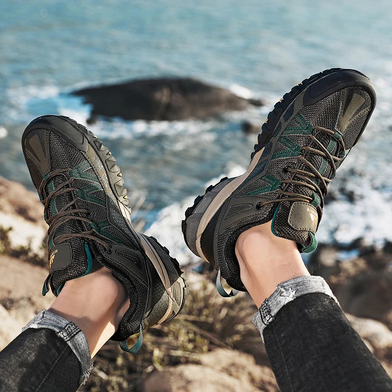 HIKEUP, zapatillas antideslizantes con amortiguación transpirable, zapatos de senderismo para hombre, zapatillas deportivas para correr y senderismo, zapatos deportivos de montaña al aire libre para hombre