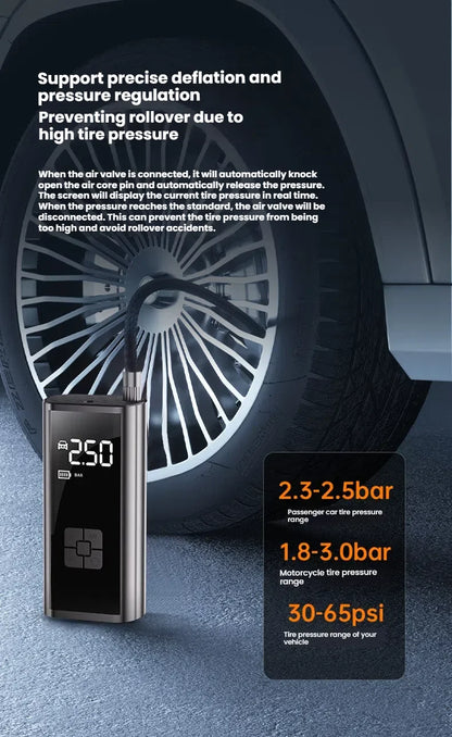 Compresor de aire montado en el coche, inflador de neumáticos de coche con pantalla digital, bomba de neumáticos portátil de 12V, reparación inteligente de neumáticos y inflado