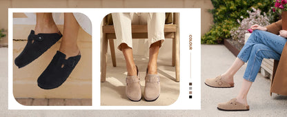 Crestar, zuecos de moda, zapatillas para mujer, gamuza clásica, mulas para hombre, plantilla de corcho, zapatos de patata de cuero con soporte para arco, tobogán de playa