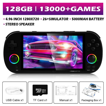 Consola de juegos portátil Trimui Smart Pro, 128G, 256G, pantalla IPS de 4,96 pulgadas, sistema Linux, Joystick, iluminación RGB, reproductor de videojuegos Retro, nuevo