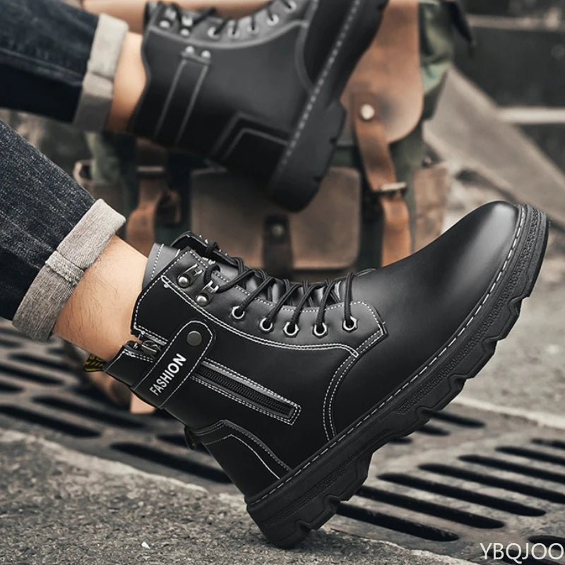 Zapatos de hombre de caña alta versátiles a la moda, zapatos de senderismo al aire libre de otoño, zapatos deportivos cómodos e informales