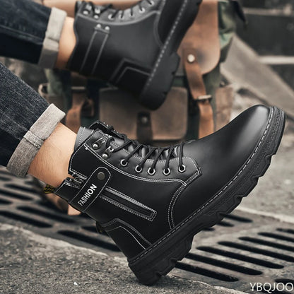 Zapatos de hombre de caña alta versátiles a la moda, zapatos de senderismo al aire libre de otoño, zapatos deportivos cómodos e informales