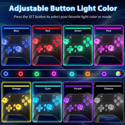 Controlador inalámbrico para consolas PS4, Compatible con Ps4 /Slim/Pro/ PC,gamepads, Compatible con función Turbo con luz de botón RGB