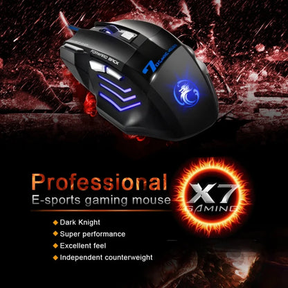 Ratón para juegos por cable, ratón de ordenador para Gamer, ratón ergonómico retroiluminado RGB, retroiluminación silenciosa, ratón LED de 7 botones, ratón USB para PC de escritorio