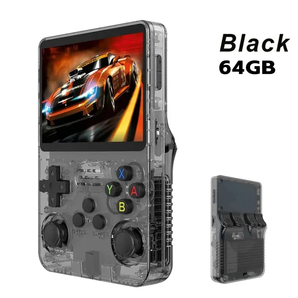 Consola de videojuegos portátil R36S, sistema Linux, pantalla IPS de 3,5 pulgadas, Mini reproductor de vídeo portátil, 64GB, 15000 juegos
