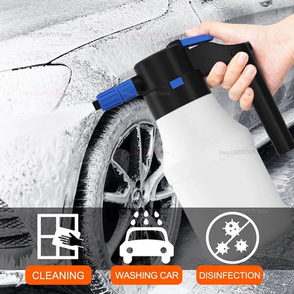 Pulverizador eléctrico de espuma para nieve de 1,5 l, lanza a presión recargable por USB, regadera para limpieza de ventanas de coche, detalles exteriores