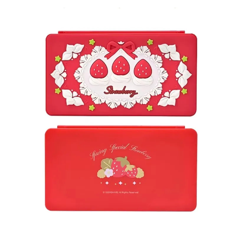 Protector de carcasa trasera dura de fresa para Nintendo Switch/controlador Oled Joy-Con, empuñadura de mano, botones ABXY, cubierta completa de silicona