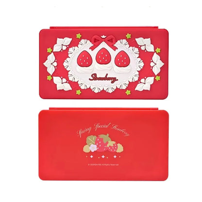 Protector de carcasa trasera dura de fresa para Nintendo Switch/controlador Oled Joy-Con, empuñadura de mano, botones ABXY, cubierta completa de silicona