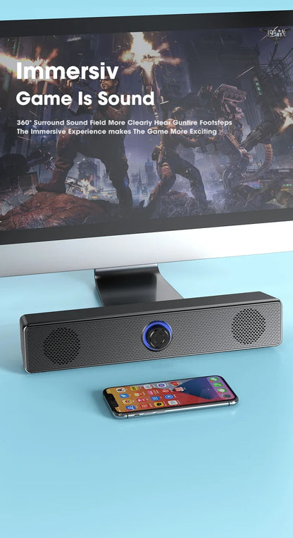 Barra de sonido para PC, altavoz con cable y Bluetooth, barra de sonido alimentada por USB para TV, Pc, portátil, juegos, sistema de Audio envolvente para cine en casa