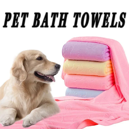 Toallas de secado rápido para perros y gatos, toallas de fibra suave, Toalla de baño absorbente, albornoz para mascotas, toalla de limpieza práctica, suministros para mascotas
