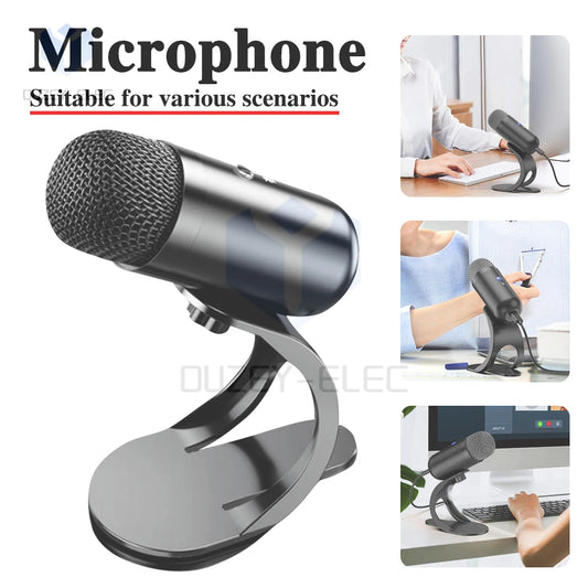 Micrófono de reducción de ruido de micrófono de PC de juego USB para podcasts de streaming, micrófono de escritorio capacitor de computadora RGB para videos de YouTube