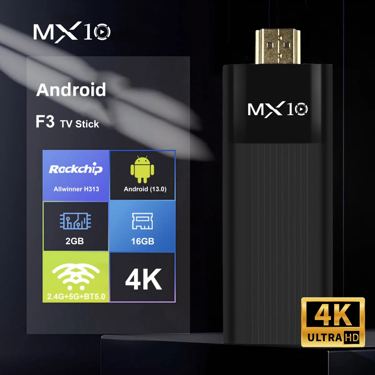 Directamente de fábrica MX10-F3 TV Stick 4K Android 11 Allwinner H313 2.4G y 5G Wifi 2GB 16GB tv box fire tv stick 4k