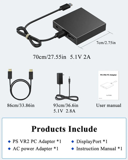 Aolion para PS VR2 adaptador de PC adaptador de ordenador para consola PS5 para Windows PC convertidor accesorios de juego